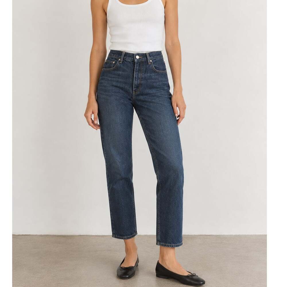 Black by Moussy High Rise Straight Leg Jeans Dark Wash Japan sz 25 waist 28